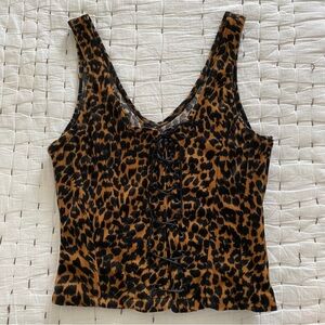 RAMPAGE Velvet Leopard Print Lace-Up Corset Top Size S